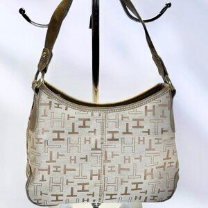 Tommy Hilfiger Tan Logo Canvas Mini Shoulder Bag